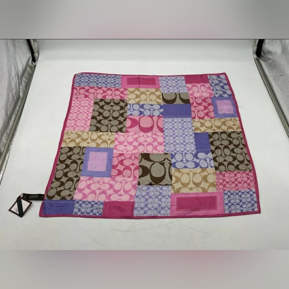 NEW Coach Designer Women's Signature C Multi-Color Bandana Scarf Wrap NWT - Picture 2 of 9